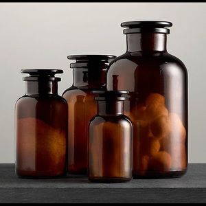 2 Restoration Hardware Amber Pharmacy Jars